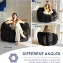 MAXYOYO Bean Bag Chair for Adults, Floral Shaped Bean Bag Sofa | Ultra Soft Faux Fur Floor Sofa, Large Reading Chair for Living Room Bedroom, Black, Single