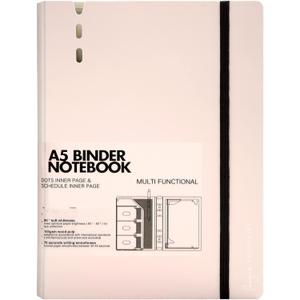 CAGIE A5 Binder 6 Ring Notebook with Dividers Refillable Planner Binder with Pockets, Refill Paper Include Planning Square Ruled and Dotted Pages, 6.89 x 9.25 In, (Pink, A5 Daily&Dot Page)