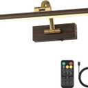 DESOOP Picture Lights for Wall Battery Operated, 3CCT Dimmable Gallery Light with Remote and Timer Wood Grain Finish Art Lighting for Paintings and Portraits, 15.75'' Inch 3W