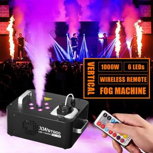 1000W Vertical Fog Machine with 6 LED Lights and Wireless Remote for Stage Halloween Wedding Parties-1 Pack