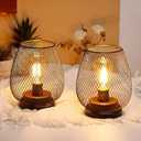 JHY DESIGN Set of 2 Metal Cage LED Lantern Battery Powered Cordless Accent Light with LED and 6-Hours Timer Great for Weddings Parties Patio Events for Indoors Outdoors