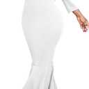 Mermaid Style Dress for Women Sexy Fishtail Dress Cocktail Wedding Guest Dress Wear to Work Dresses Business Church Outfits (White, M)