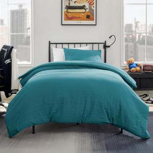 SLEEP ZONE Duvet Cover Twin/Twin XL Size, Stone Washed, Soft and Comfortable with Natural Wrinkles, Easy Care, Gift-Wrapped, Safe and Skin-Friendly(Teal, Twin/Twin XL)