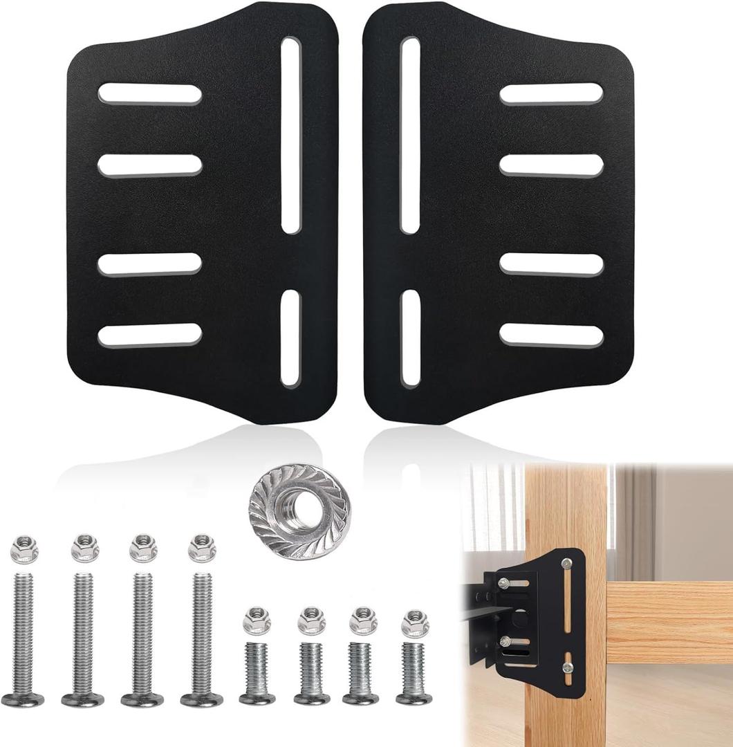 AUNHODU 2PCS Heavy Duty Bed Frame Brackets for Headboard and Footboard, Modi-Plate Frame Adapter/Connector for Bed Frame ModificatonNew Screw Upgrade