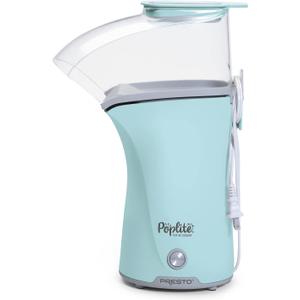 Presto 04867 Poplite Plus Hot Air Popcorn Popper - Built-In Measuring Cup + Melts Butter, Easy to Clean, Built-In Cord Wrap, 18 Cups, Aqua