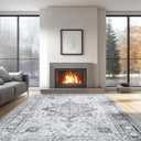 Machine Washable 6x9 Area Rug Large Boho Vintage Rugs Living Room, Home Decor Bedroom, Dining Room, Playroom, Office, Indoor Printed Boho Non-Shed Floor Carpet (Grey,6x9ft)