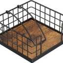 Honiter Napkin Holder for Table, Farmhouse Napkins Holder with Weighted Arm, Wood Napkin Holders for Kitchen, Flat Napkin Dispenser for Countertop, Dining Room, Rustic Brown