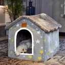 Dog House Indoor Portable Puppy Cave Cat Nest Kennel Pet Bed Portable Memory Houses with Cushion (Grey, XL:Size fits 18kg/40lbs (Pets))