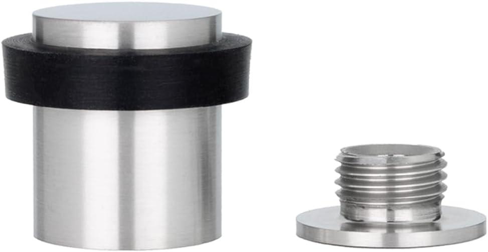 EVI Door Stops | Stainless Steel Door Stopper - Screw Fastening - Black Rubber Protector - 0.95 x 1.19 Inch Door Stop