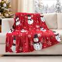 OTOSTAR Christmas Snowman Throw Blanket Red Christmas Soft Fuzzy Plush Fleece Blanket for Couch Sofa Bed Warm Winter Throw 50x60 Inch (Snowman Red)