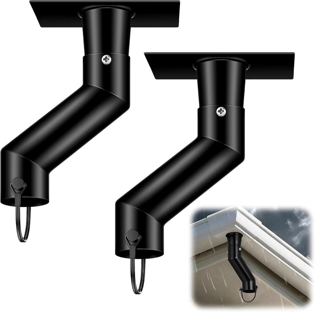 2 Pack Rain Chain Gutter Adapter Kit Installation 7inch Rain Chains for Gutters Chain Downspout Curved Spout Iron for Gutter Downspout Outlet(Black)