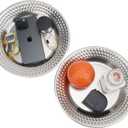 Fermus Set of 2 Round Vintage Metal Tray Diameter 10 1/4 inches, Jewelry Organizer Bathroom Clutter Rustic Decorative Trays Farmhouse Centerpiece for Coffee Table Living Room Kitchen Counter, (2 Pack)