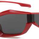 NIDOVIX Trendy Wrap Around Sunglasses for Men Women Fashion Cool Sport Y2K Stylish Cat Eye Sun Glasses UV400 Protection (Red/Grey)