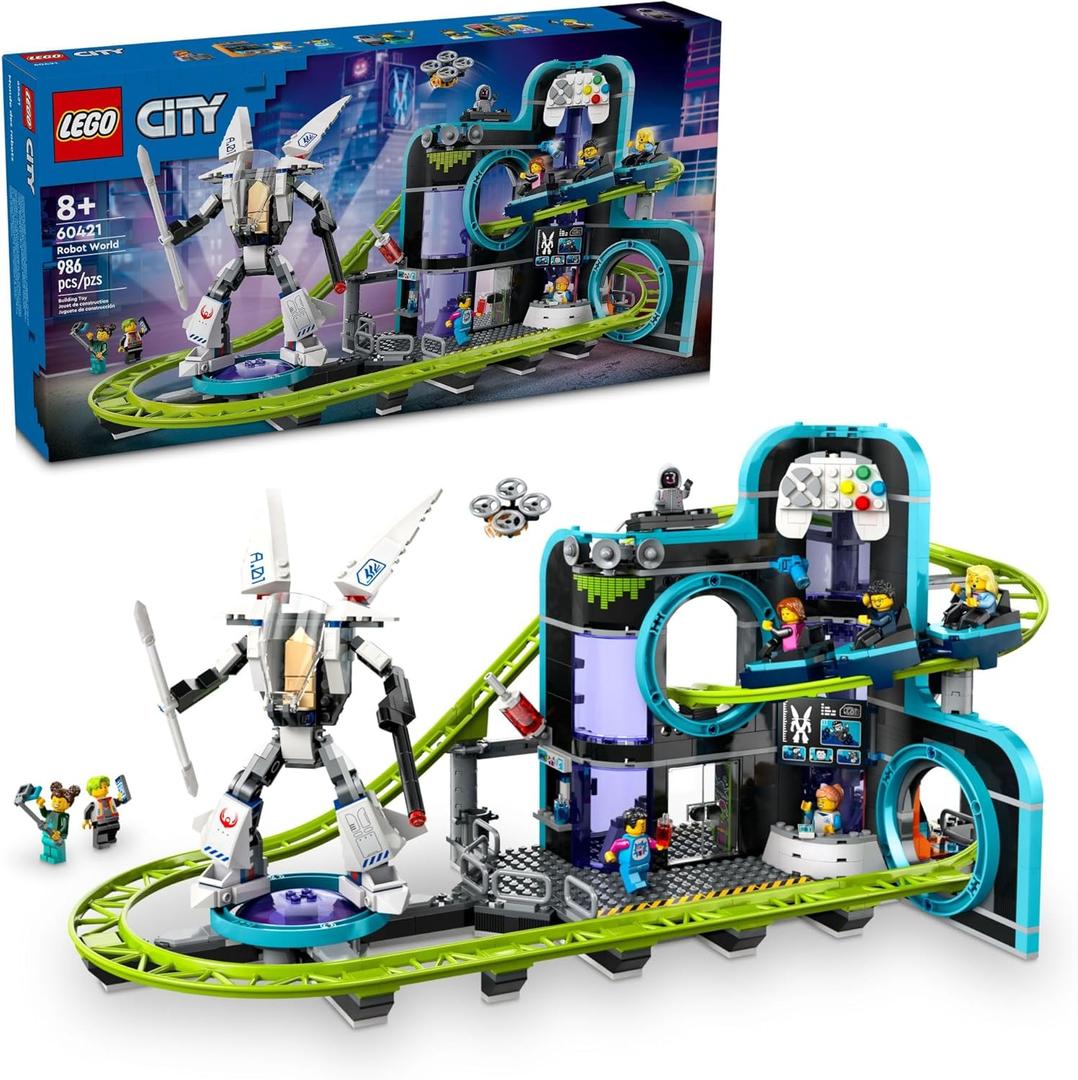 LEGO City Robot World Roller Coaster Building Set - Kids Engineering Toy with Posable Mech Suit for Boys & Girls, Ages 8+ - Gift Ideas for Birthdays - 60421 LEGO City Robot World Roller Coaster Building Set - Kids Engineering Toy with Posable Mech Suit for Boys & Girls, Ages 8+ - Gift Ideas for Birthdays - 60421