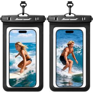 Hiearcool Waterproof Phone Pouch, Universal Case Compatible for iPhone 17 16 15 14 13 Pro Max Plus Up to 8.9", IPX8 Beach Travel Essentials-Black-2 Pack