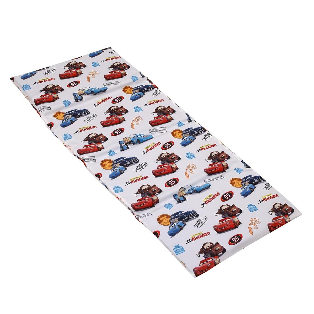 NoJo Disney Cars Radiator Springs White, Blue, and Red Lightning McQueen and Tow-Mater Preschool Nap Pad Sheet (Toddler)