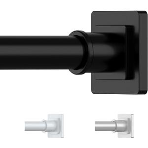 Tension Shower Curtain Rod 31-55 Inches Non-Slip Shower Rod Tension Mounted No Drill Black Shower Curtain Rods Spring Tension Rod Adjustable Tension Curtain Rod for Windows Bathroom