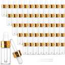 50 Pack 3ml Clear Glass Dropper Bottles with 2 Pcs Plastic Droppers, Mini Sample Dropper Bottles for Essential Oils Perfume Cosmetic Liquid, Empty Travel Sample Vials with Gold Cap