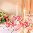 Mumufy 3 Pcs Large Pink Bow Candle Holder Candlestick Holder Decorative Candle Stand Centerpiece for Wedding Dining Party Decor Home Table Decoration Photo Prop Fit 0. 95 Inch, 5. 5 x 4. 84 Inch