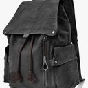 RERI Casual Canvas Backpack, Canvas Leather Backpack, Hiking Daypacks, Unisex Shoulder Backpack,Vintage Canvas Genuine Leather Travel School Bag, Black, L, Daypack Backpacks