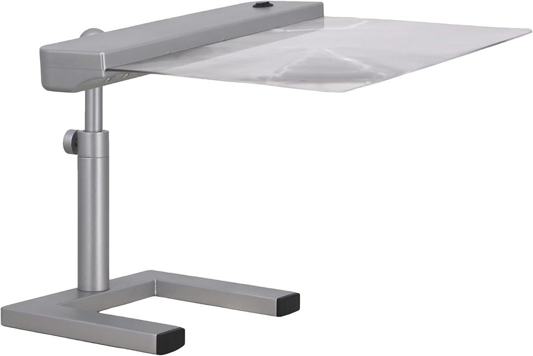 daylight24 Table Top Full Page Magnifier LED Desk Lamp, Silver - Ideal for Reading, Hobby and Crafting with LED Light Strip for Optimal Visibility, 10 inch (202055-05)