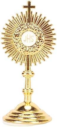 Pssopp Catholic Table Decoration, Alloy Material Sun Shape Exquisite Craftsmanship Christian Communion Statue Ornament for Home Decor(1 x 2.4in)