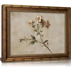 Vintage Gold Framed Wildflowers Wall Art Rustic Retro Floral Botanical Canvas Painting Picture Wall Decor Farmhouse Country Flower Poster Print Artwork for Bedroom Living Room Home Decoration