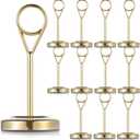 12 Pcs Gold Table Number Holders with Weighted Base Stand and Clip, Elegant Gold Place Card Holders for Table, Perfect for Wedding Reception, Anniversary, Birthday Party & Formal Event Decorations