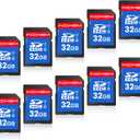 SD Card 32GB, 10-Pack UHS-I Class 10 MLC Flash Memory Card, High-Speed Secure Digital Cards for Cameras, Trail Camera DSLR, Action Cams - Reliable Storage