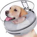 BARKLESS Inflatable Dog Cone, Protective Dog Surgery Collar to Stop Licking Biting Wounds, Patented Soft Donut Cone with Clear Shield, Adjustable Blow-up Collar for Surgery Recovery (Grey, L)