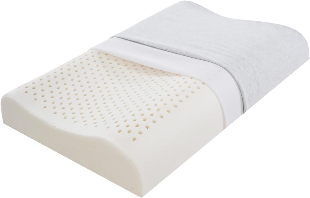 Ultra Thin Nature Latex Foam Pillow-Bouncy Yet Sturdy Soft and SupportiveUltra Slim Cervical Neck Contour Pillow for Back Sleepersfor Neck Shoulder Pain Relief(23.6"15.7"3.1"/3.9")