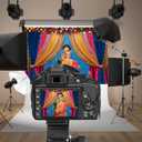 7x5ft India Style Backdrop Photography Curtain Flower Garland Photography Background India Hindu Wedding Traditional Banner Diwali Pooja Decorations for Bride Couple Portrait Props