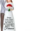 Faceless Couple Resin Statue - Romantic Valentines Day Gift, Wedding Cake Topper & Sentimental Home Accent (White/Gray/Red)