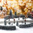 Hotop 18pc Christmas Village Accessories 47.2 Inch Village Roads Mini Snowy Trees Streets Light Lamppost Hedge Figurines Set for Display Winter Holiday Decorations DIY Crafts No Batteries(Modern)