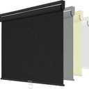 ChrisDowa Blackout Roller Shades for Windows, Striped Pattern Cordless Pull Down Door Blinds with Privacy, Thermal Insulated Window Shades for Living Room, Home and Office. Black, 20" W x 72" H