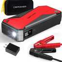 DBPOWER Peak 3000A 18000mAh Portable Car Jump Starter (up to 8.0L Gas, 6.0L Diesel Engine) Battery Booster with Smart Charging Port, Compass, LCD Screen and LED Light (Black/Red)