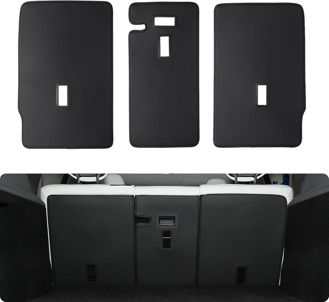 BASENOR 2026 Tesla Model Y Juniper Rear Seat Back Cover All Weather Leather Seatback Liner Protector Backrest Mats for Model Y Juniper (2025/26 Standard/Premium/Performance) Accessories 3PCS