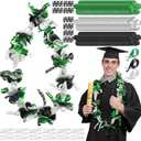 Unittype 6 Sets 2025 Graduation Candy Lei Making Kit DIY Lei Netting Tubing Include 5 ft Mesh Bag 3 Rolls of 98 ft Ribbon 216 Pcs Flower Pieces for Grad Party Supplies(Green, Silver Gray, Black)