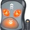 Shiatsu Back Massager with Heat : Up & Down Rolling Massage Kneading Massager for Back Pain Relief Deep Tissue - Adjustable Intensity and Heat for Office Workers, Seniors, and Daily Comfort