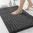 ILANGO Bathroom Rugs Dark Grey 32x20,Extra Soft Absorbent Chenille Bath Rugs,Thick Non-Slip Shaggy Bath Mat,Machine Washable Quick Dry Bath Mats for Bathroom Floor, Tub, Shower Accessories