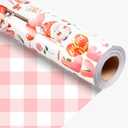 Merture Valentines Pink Gnome Wrapping Paper Roll - 17 In x 32.8 Ft (46.5 sq.ft.ttl.) - Adorable Gnome, Heart and Rose with Gold-Printed Valentines Day Lettering Design for Romantic Celebrations, Weddings, Bridal Showers, Anniversary for Women, Girlfriend, Wife, Lover