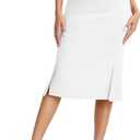 Women's Stretch Office Fishtail Pencil Skirts Casual High Waist Bodycon Midi Skirt (White)