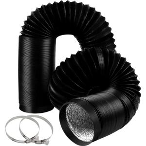 VIVOSUN Dryer Vent Hose, 4 inch Aluminum Foil Ducting, 25FT Long Heavy-Duty Dryer Hose Vent Kit for HVAC Ventilation, Exhaust, Duct Fan Systems, Black Flexible Air Duct w/ 2 Clamps