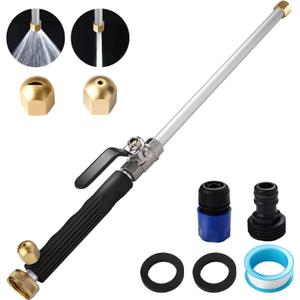 Upgraded Jet Nozzle for Garden Hose Power Washer Wand Hydro Jet High Pressure Washer Tools with 2 Different Nozzles and Hose Quick Connectors (Black)
