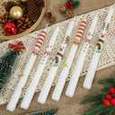 2 Pack Christmas Taper Candles, 10 Inch Unscented Candlesticks with Reindeer Design for Table Centerpiece, Fireplace Mantel, Advent Wreath, Winter Wedding and Festive Home Decor