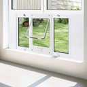 Full-Size Window Pet Door for Cat&Small Dog, Fits 24"-28" Width Windows, Quick-Fit Cat Door Window Insert, 4 Locking Mechanisms, Magnetic Closure Cat Door for Window,Aluminum Frame Pet Door for Window