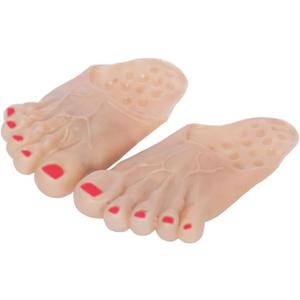 BinaryABC Halloween Jumbo Bare Feet Monster Feet Slippers,Halloween Cosplay Costume Props(Skin Color)