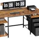 Maihail Home Office Desk with Drawers Adjustable Shelves, 59 inch Writing Desk with File Cabinet, Large Computer Desk with Storage, Rustic Brown