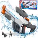 Automatic Electric Water Gun with Flashing Lights for Kids Adults,Range of 32 FT,Dual Batteries and 930CC High Capacity,Nice Gift for Kids & Adults (White)