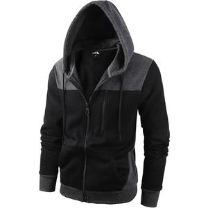 Men's Full Zip Fleece Hoodie zippered Color Block hooded slim Fit Long Sleeve Lightweight Sweatshirt (4X-Large, 18# Black)